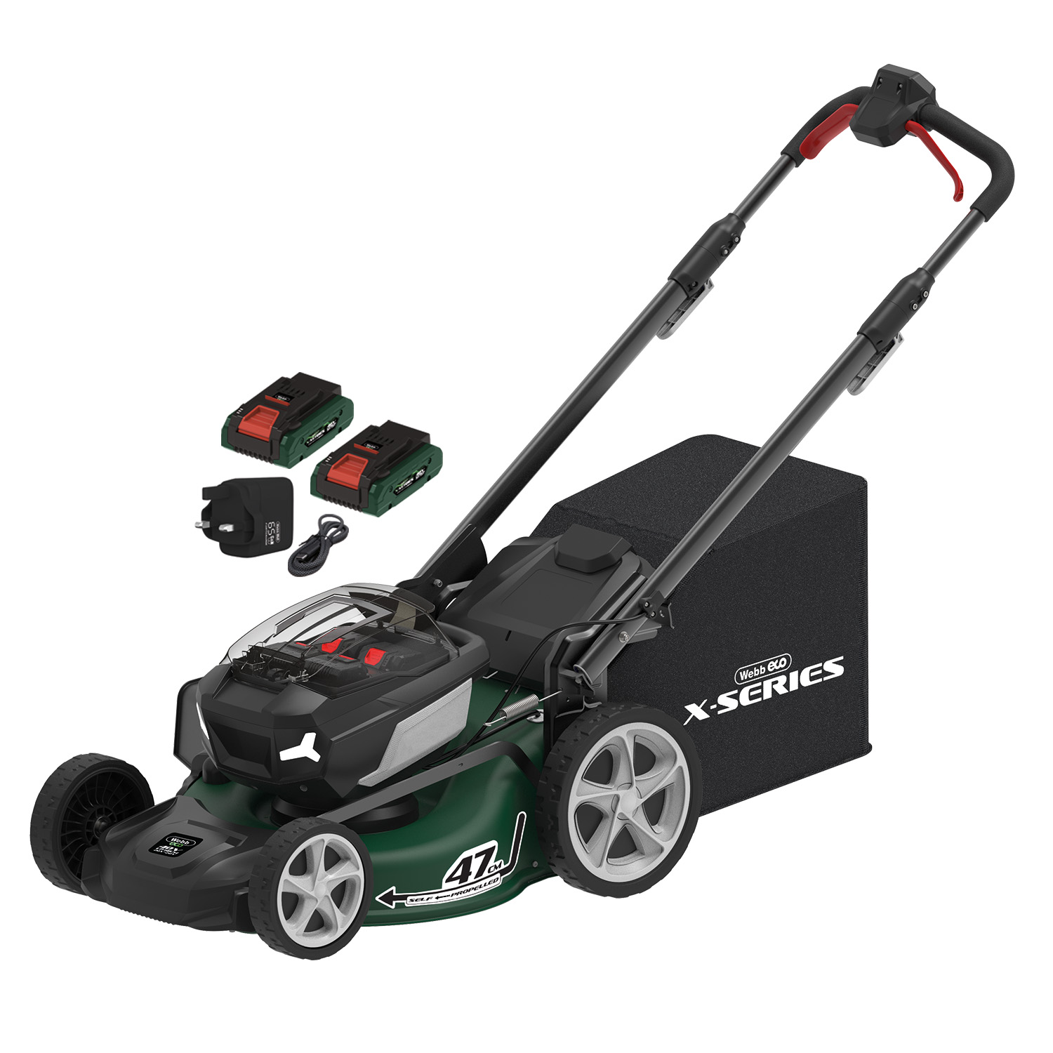 Webb WEV20X2LM47SPB4X 40V Cordless Mower with Battery and Charger 43cm